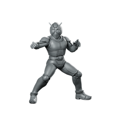 Masked Cyber Rider Blue 2 Miniature Cyberpunk Hero Miniature 360 Spin 01