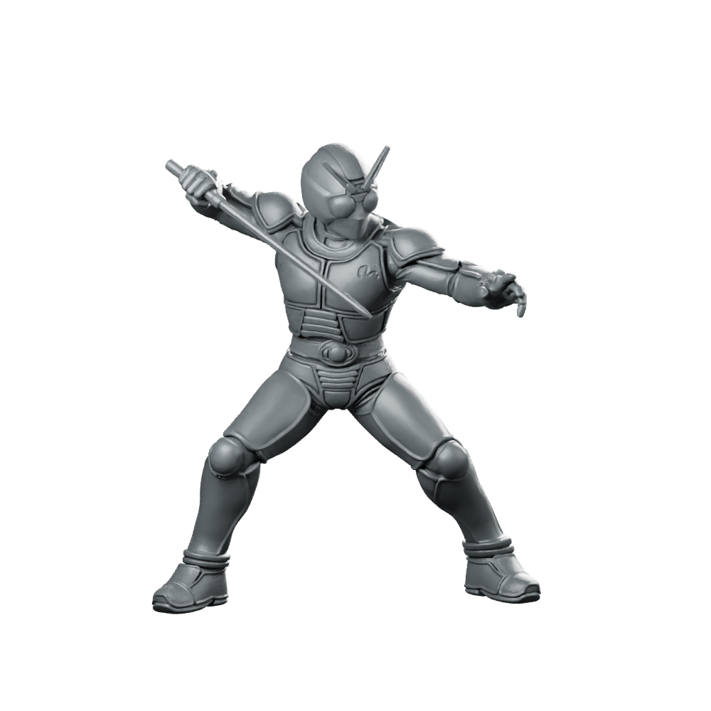 Masked Cyber Rider Blue 3 Miniature Armoured Swordsman Miniature 360 Spin 01