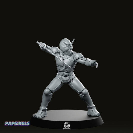 Masked Cyber Rider Blue 3 Miniature - Papsikels Miniatures - We Print Miniatures