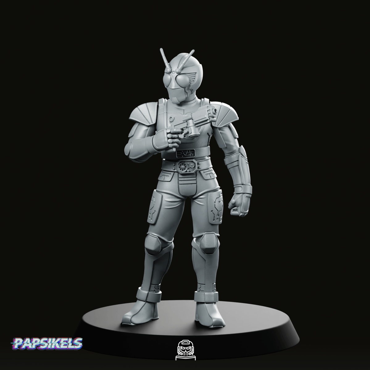 Masked Cyber Rider Orange 1 Miniature - Papsikels Miniatures - We Print Miniatures