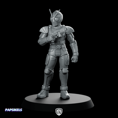 Masked Cyber Rider Orange 1 Miniature Sci - Fi - Papsikels Miniatures - We Print Miniatures