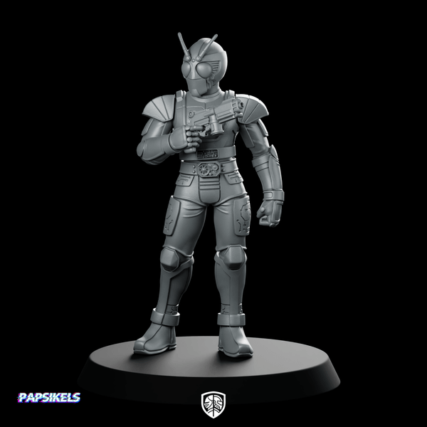 Masked Cyber Rider Orange 1 Miniature Sci - Fi - Papsikels Miniatures - We Print Miniatures