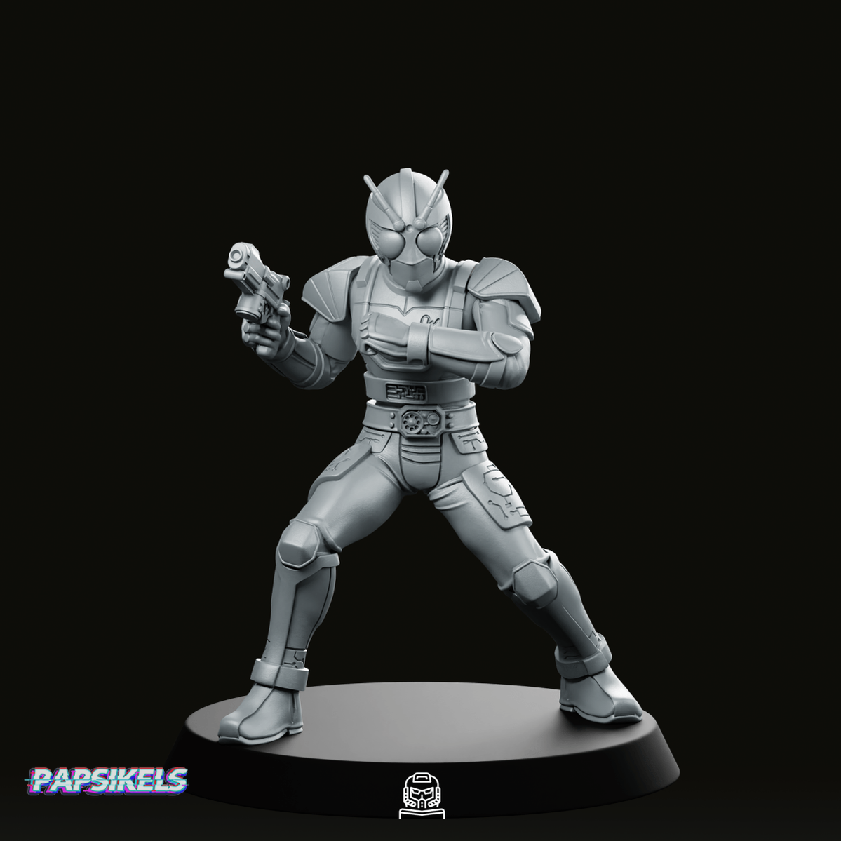 Masked Cyber Rider Orange 2 Miniature - Papsikels Miniatures - We Print Miniatures