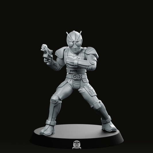 Masked Cyber Rider Orange 2 Miniature - Papsikels Miniatures - We Print Miniatures