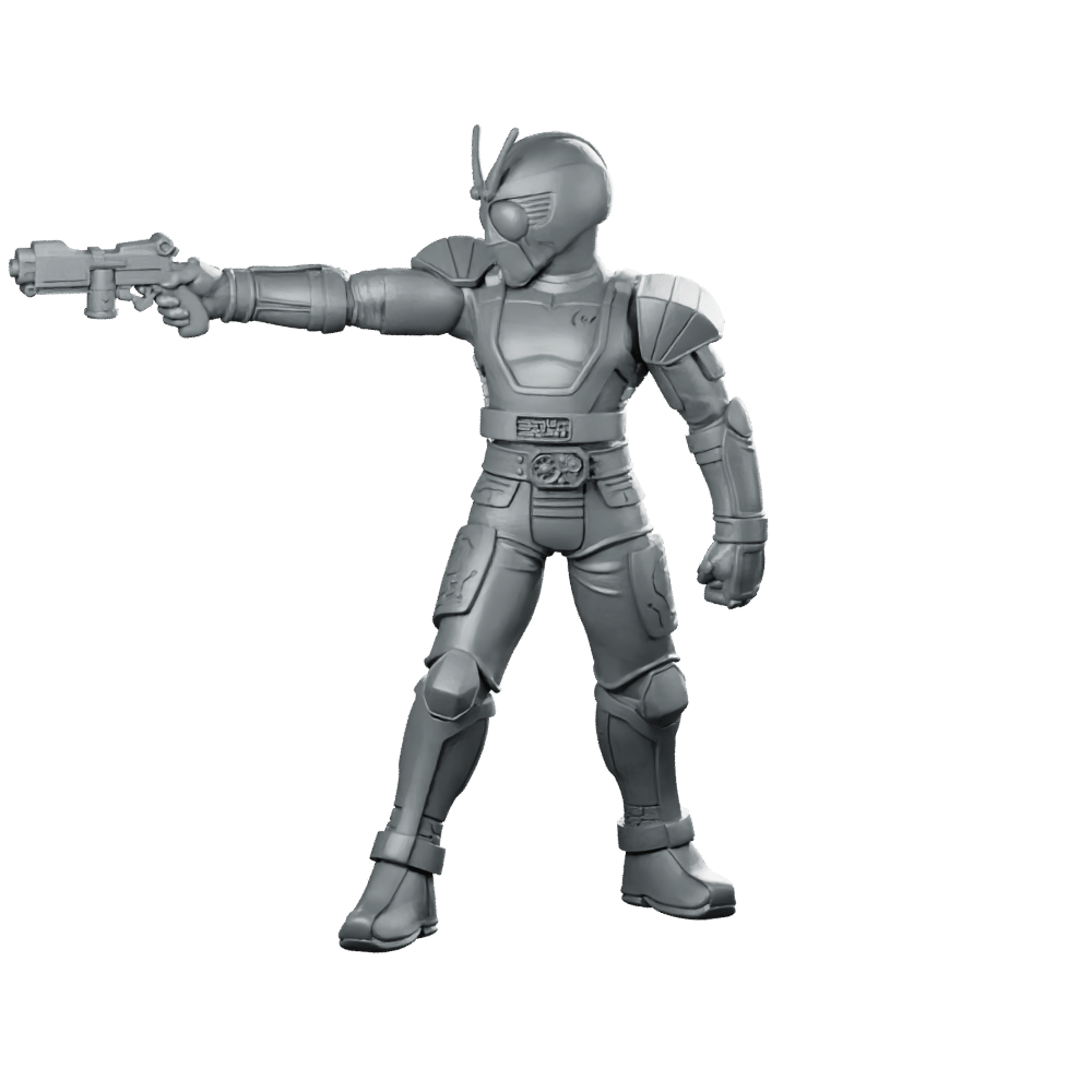 Masked Cyber Rider Orange 3 Miniature Raygun Outlaw - Papsikels Miniatures - We Print Miniatures