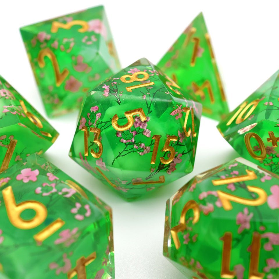 Matcha Blossom | Art Core Dice| 7 Piece Set - Tabletop Dominion - We Print Miniatures