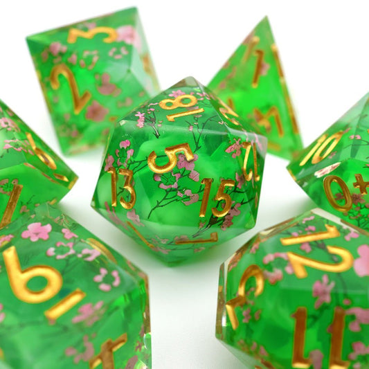 Matcha Blossom | Art Core Dice| 7 Piece Set - Tabletop Dominion - We Print Miniatures