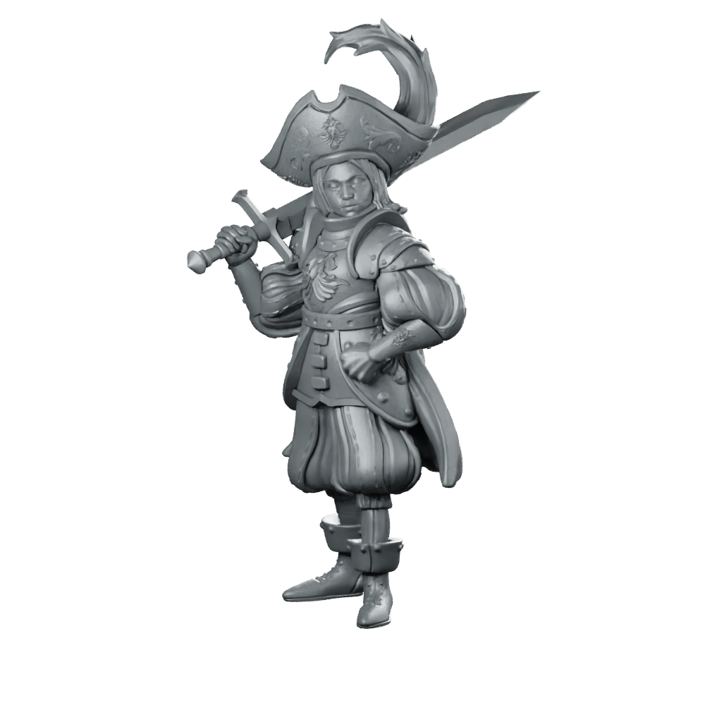 Mathilda City Watch Miniature Armored Greatsword Captain Hero - RN Estudio - We Print Miniatures