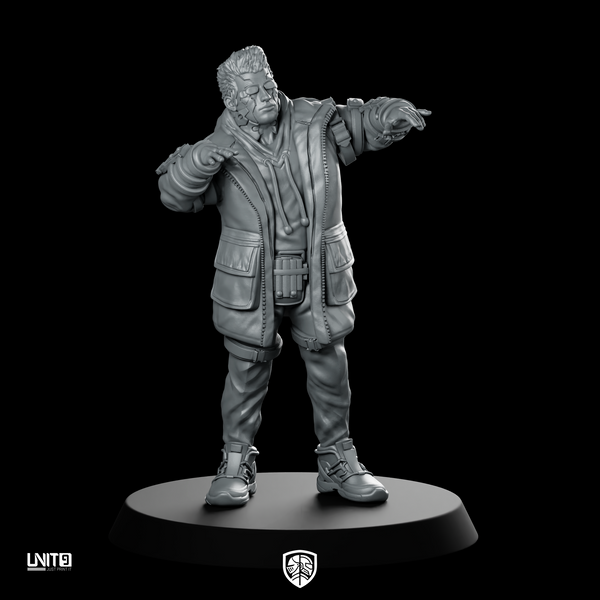Max Carter 02 Miniature Cyberpunk Leader Pointing