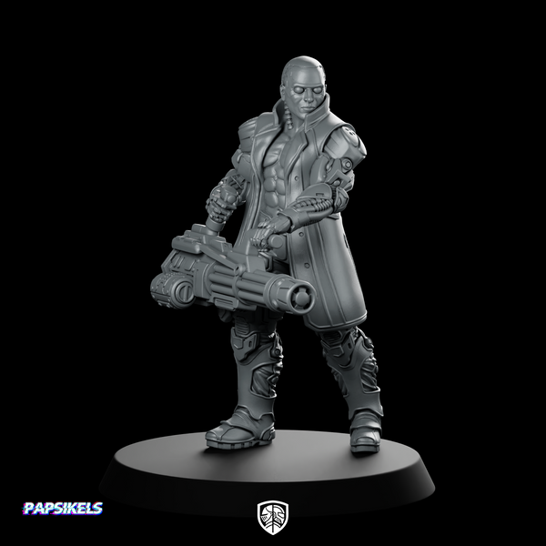 Mechanically Augmented Agent 1 Miniature Cyberpunk Heavy Gunner