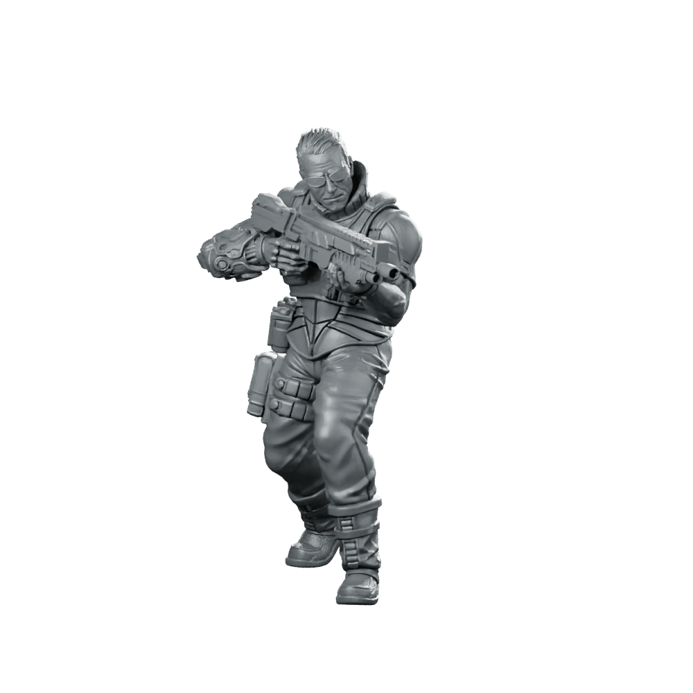 Mechanically Augmented Soldier 2 Miniature Cyberpunk Rifleman - Papsikels Miniatures - We Print Miniatures