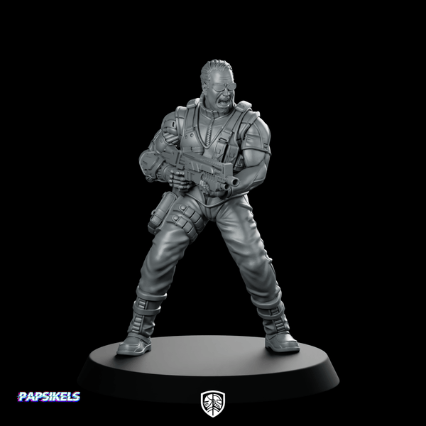 Mechanically Augmented Soldier 3 Miniature Cyberpunk Sci - fi - Papsikels Miniatures - We Print Miniatures