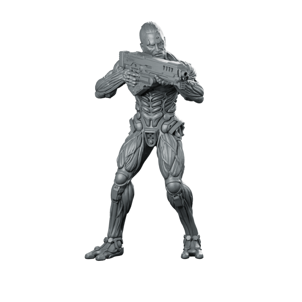Mechanically Augmented Soldier Jaron Namir 2 Miniature Cybernetic - Papsikels Miniatures - We Print Miniatures