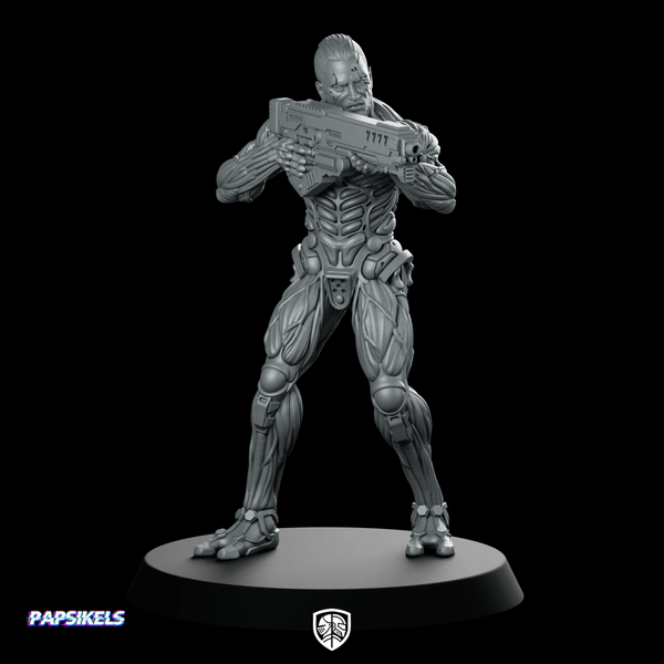 Mechanically Augmented Soldier Jaron Namir 2 Miniature Cybernetic - Papsikels Miniatures - We Print Miniatures