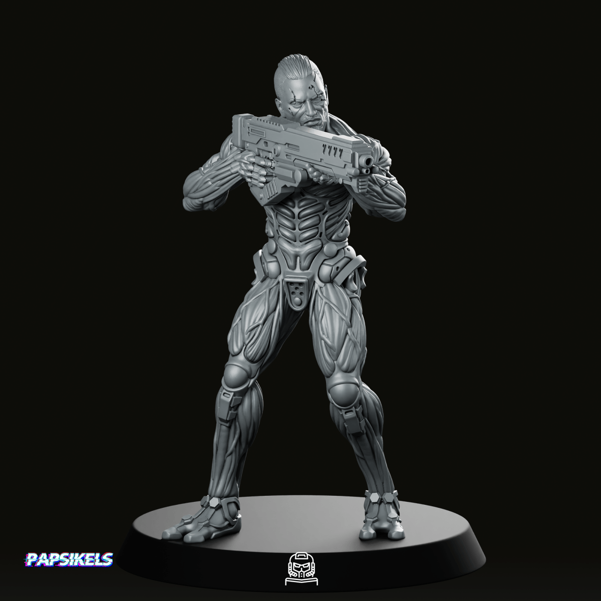 Mechanically Augmented Soldier Jaron Namir 2 Miniature - Papsikels Miniatures - We Print Miniatures