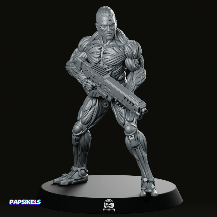 Soldado Aumentado Mecánicamente Jaron Namir Miniatura Cyberpunk de Resina