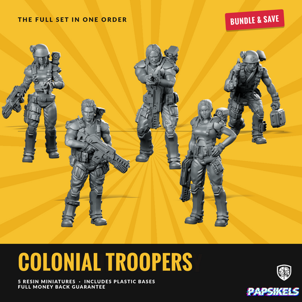 Media Savvy Sci-Fi Troopers Resin Miniature Bundle, Set of 5