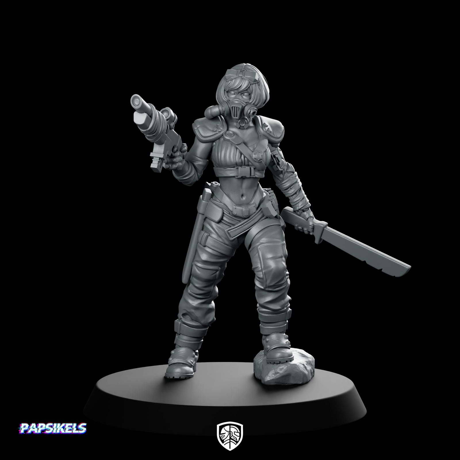 Melizza Habiu Outcast Blade Miniature Sci-Fi Gasmask Warrior