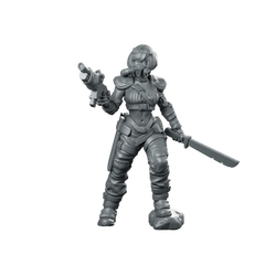 Melizza Habiu Outcast Blade Miniature Sci-Fi Gasmask Warrior Miniature 360 Spin 01