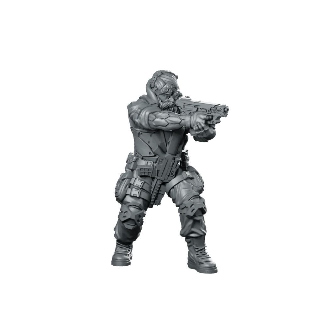 Mercenaries 01 Cyberpunk Miniature Tactical Rifle Operative Miniature 360 Spin 01