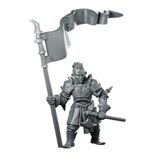 Mercenary Flag Bearer Miniature Armoured Standard Warrior - Vae Victis - We Print Miniatures