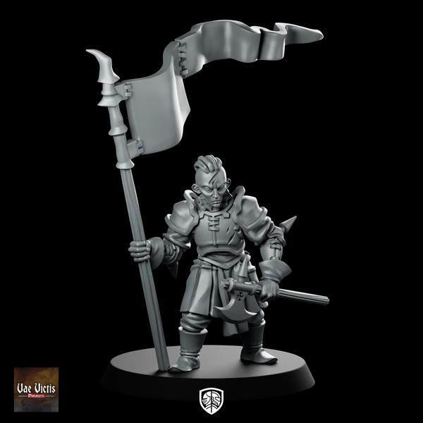 Mercenary Flag Bearer Miniature Armoured Standard Warrior