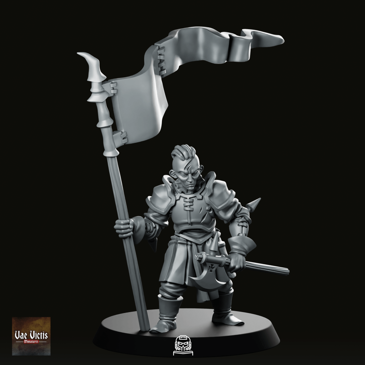 Mercenary Flag Bearer Miniature - Vae Victus Miniatures - We Print Miniatures
