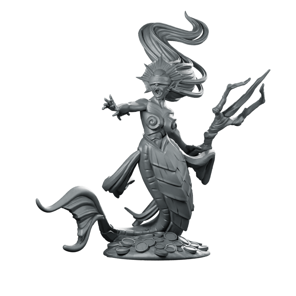 Mermaid Seer Miniature Ocean Oracle Trident Siren - CastNPlay - We Print Miniatures