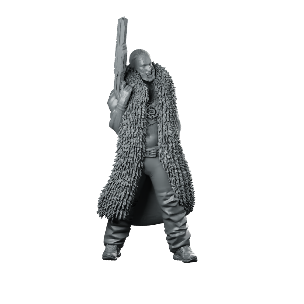 Messiah Cyberpunk Miniature Resin Boss Leader Gunslinger Miniature 360 Spin 01