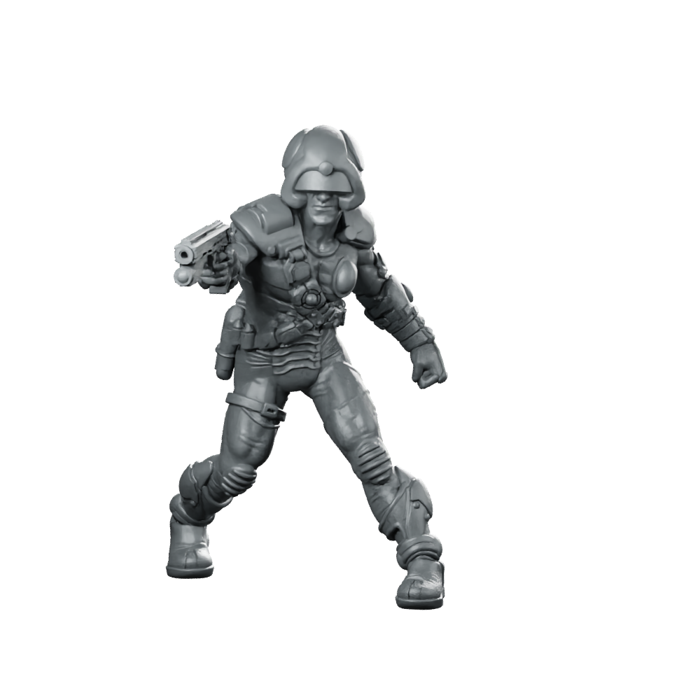 MetaMan Bounty Hunter Miniature Cyberpunk Sci-Fi Raygun Hero Miniature 360 Spin 01