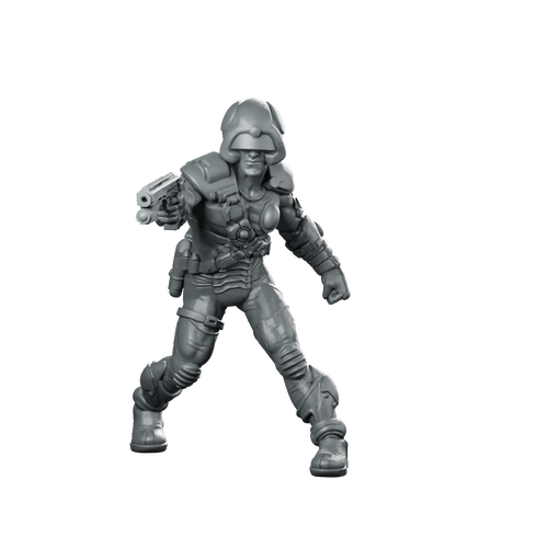 MetaMan Bounty Hunter Miniature Cyberpunk Sci-Fi Raygun Hero Miniature 360 Spin 01