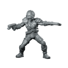 Bounty Hunter Meta Man Three Miniature Sci-Fi Gunslinger Miniature 360 Spin 01