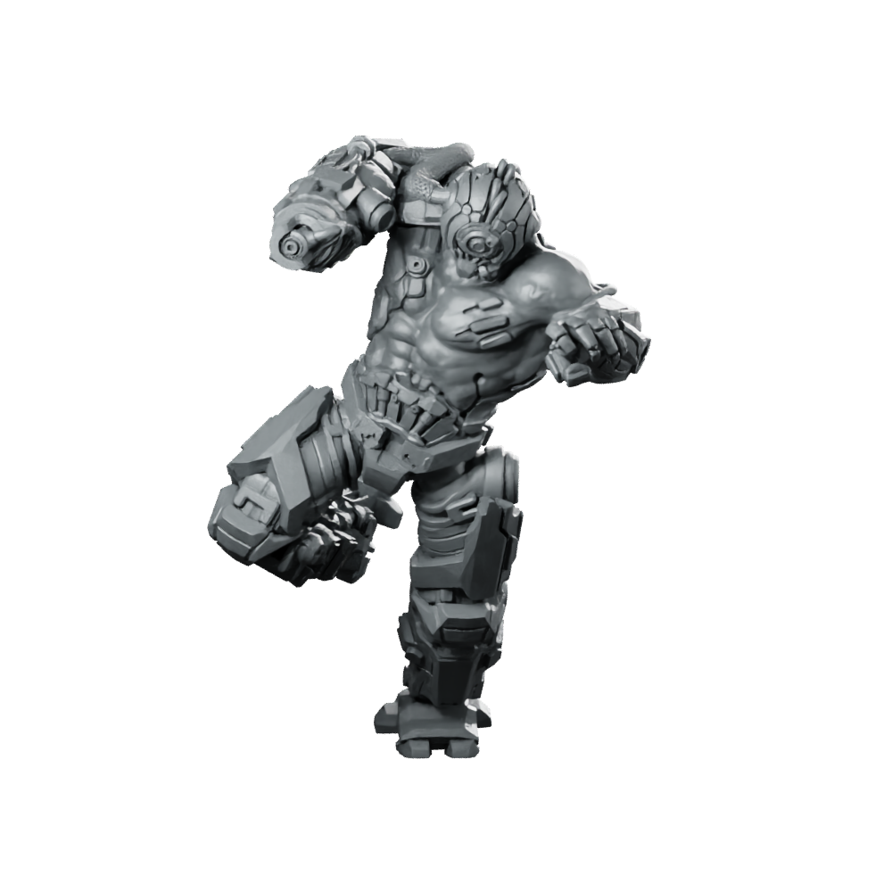 Metal Slammers Cyclop Cyberpunk Miniature Cyborg Juggernaut Bruiser Miniature 360 Spin 01