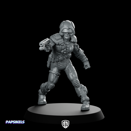 MetaMan Bounty Hunter Miniature Cyberpunk Sci-Fi Raygun Hero