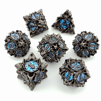 Midnight Lotus | Solid Metal Dice | 7 Piece Set - Tabletop Dominion - We Print Miniatures