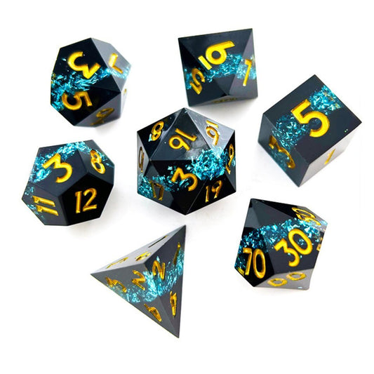 Midnight Sapphire | Sharp Edge Dice | 7 Piece Set - Tabletop Dominion - We Print Miniatures