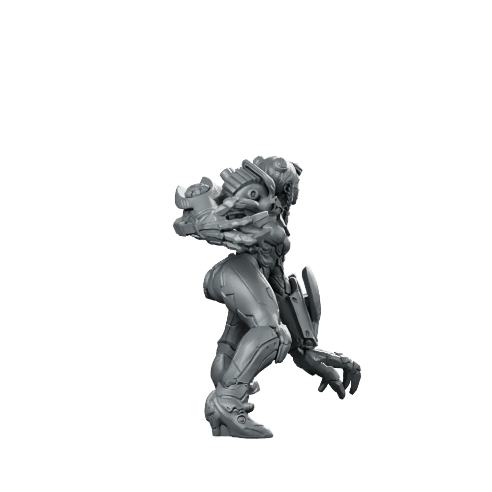 Mikhaella Cyber Ravager Miniature Cyberpunk Female Warrior Miniature 360 Spin 03