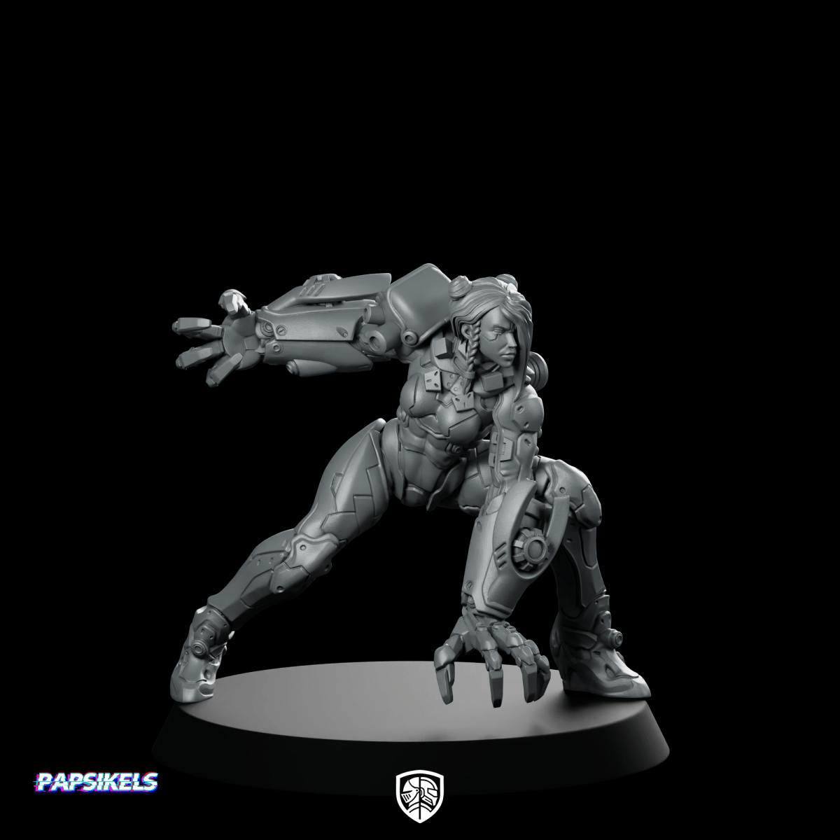 Mikhaella Cyber Ravager Miniature Cyberpunk Female Warrior - Papsikels Miniatures - We Print Miniatures