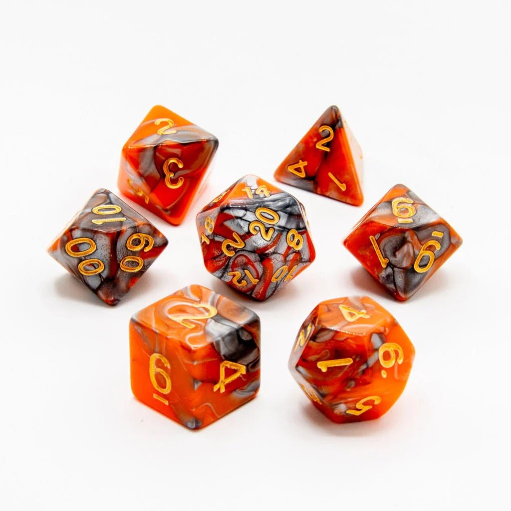Molten Eclipse | Acrylic Dice | 7 Piece Set - Tabletop Dominion - We Print Miniatures