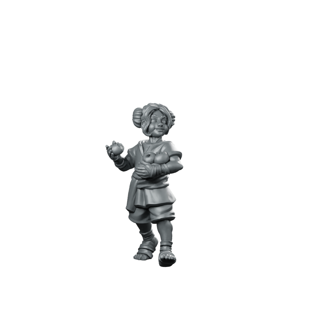 Monk Kid Fantasy Miniature Mischievous Apple Thief Character Miniature 360 Spin 01
