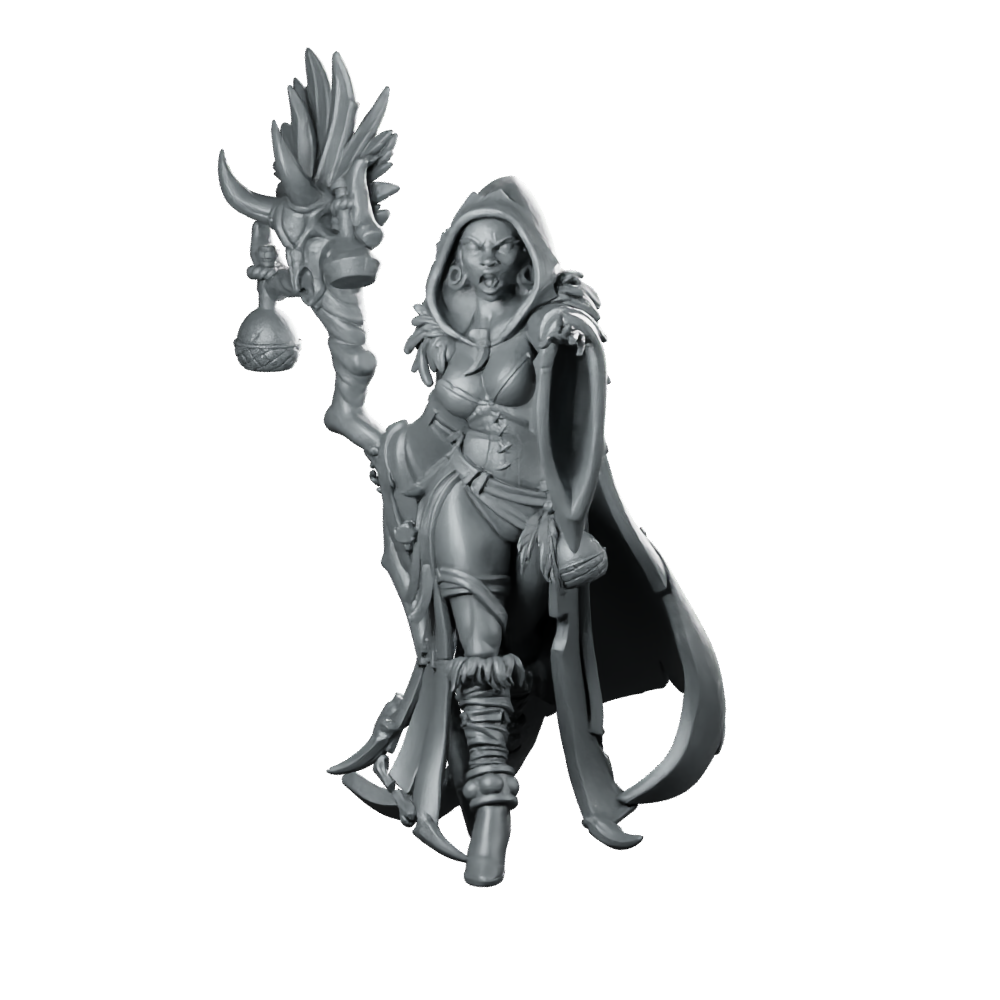 Morgana Conjuring Spell Miniature Hooded Witch Sorceress Miniature 360 Spin 01