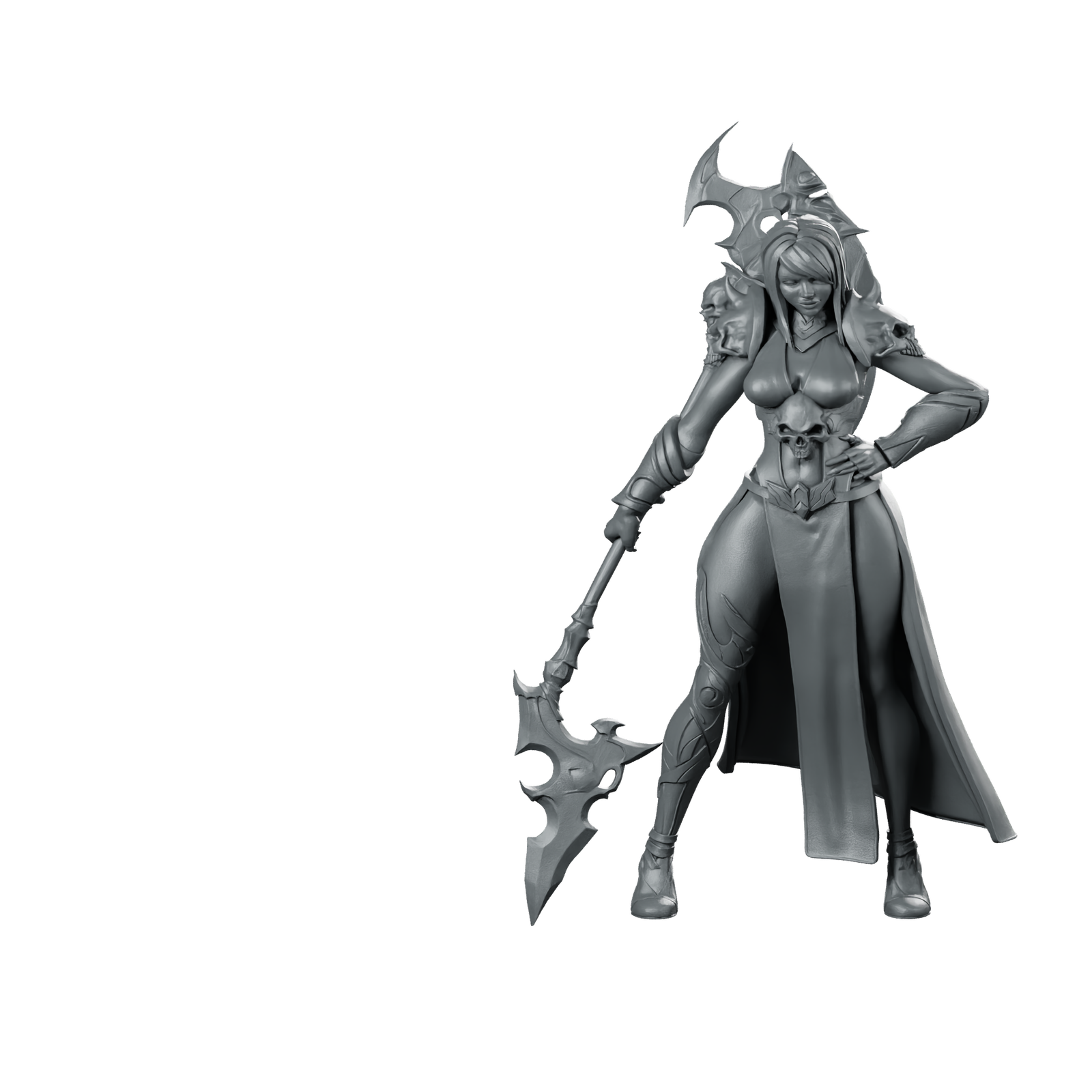Morva 32 Miniature Dark Warrior Female Skull Miniature 360 Spin 01