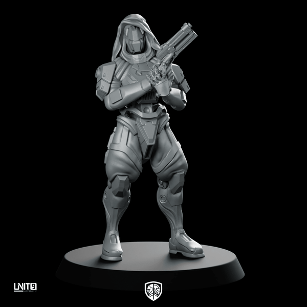 Moth Pose1 Miniature Hooded Sci‑Fi Enforcer - Unit9 - We Print Miniatures