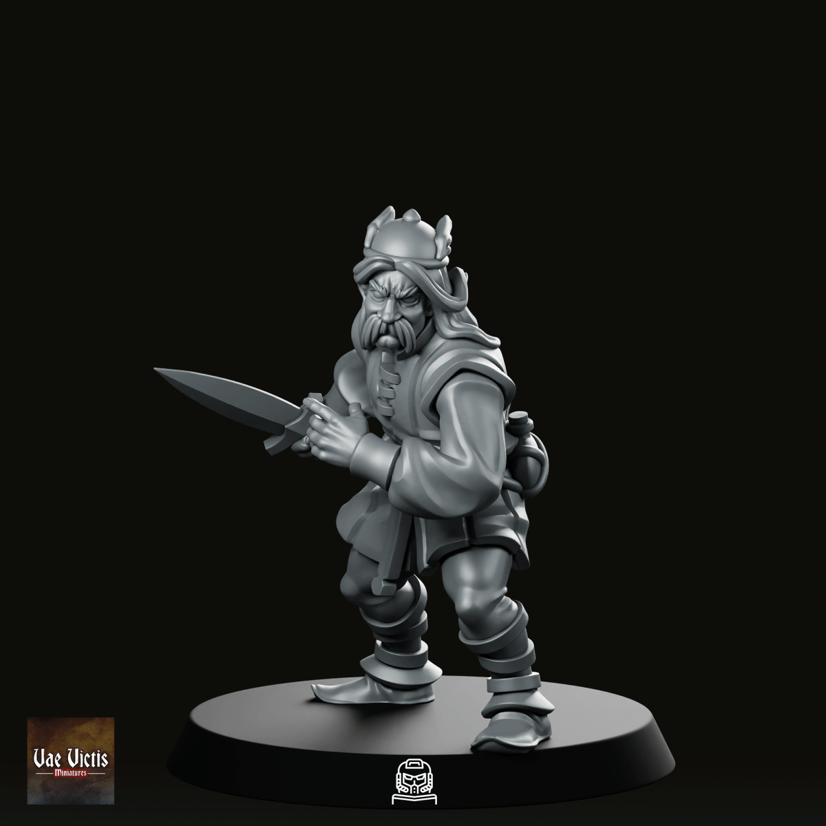 Moustache Warrior Miniature - Vae Victus Miniatures - We Print Miniatures