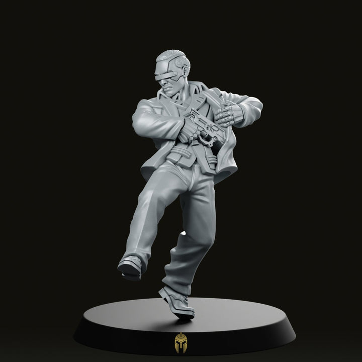Mr Yuma Miniatura Cyberpunk Operativo di Fantascienza Pistola in Pugno
