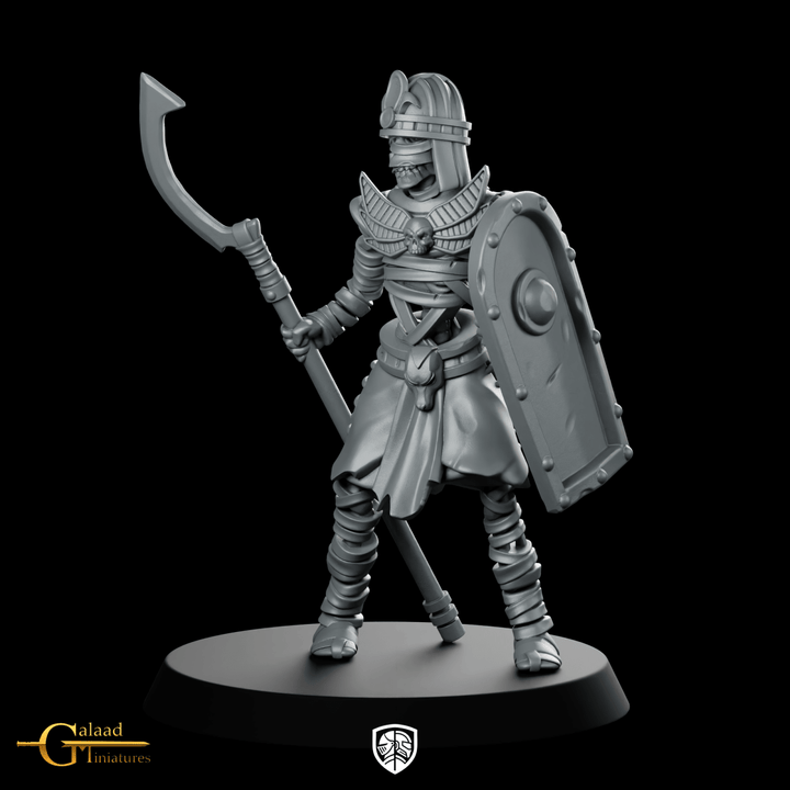 Mummy 04 Miniatura Undead Legionary Spearman Shield