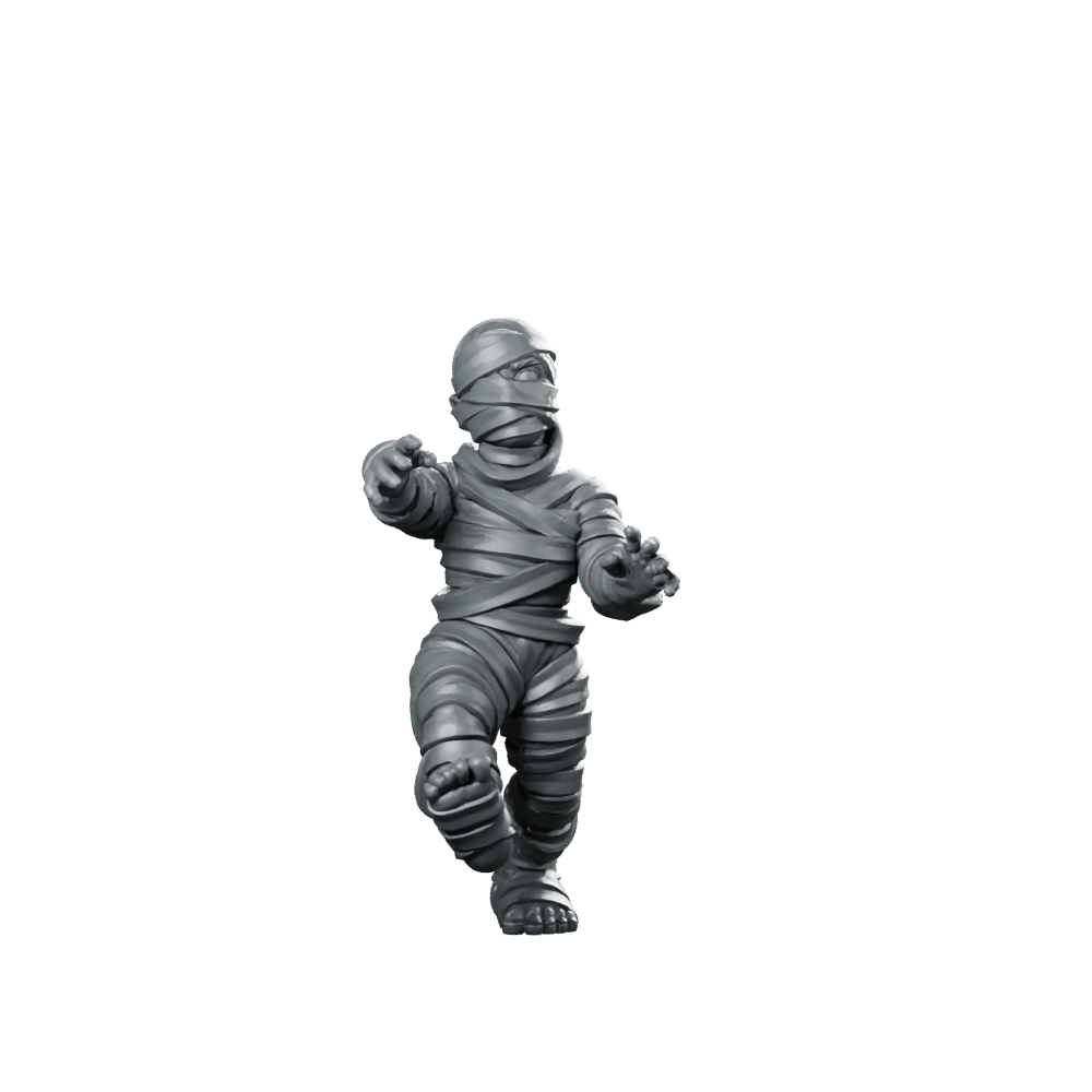 Mummy Kid Fantasy Miniature Undead Comic RPG Miniature 360 Spin 01