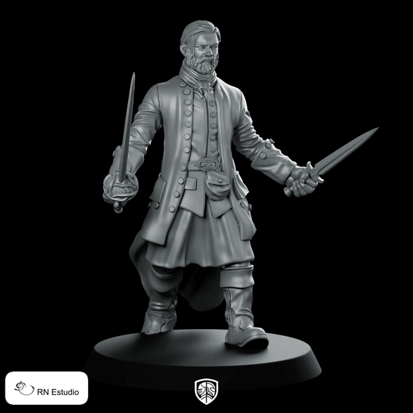 Murtagh Scottish Time Traveller Miniature Highland Swordfighter Hero - RN Estudio - We Print Miniatures