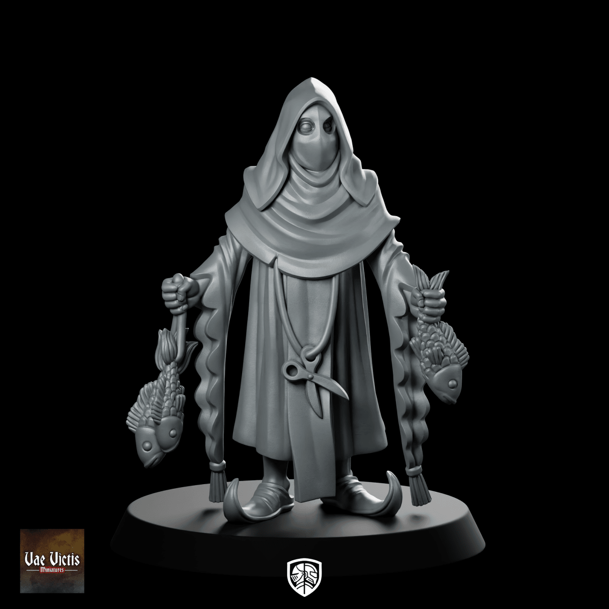 Mysterious Fish Vendor Hooded Masked NPC Merchant | We Print Miniatures