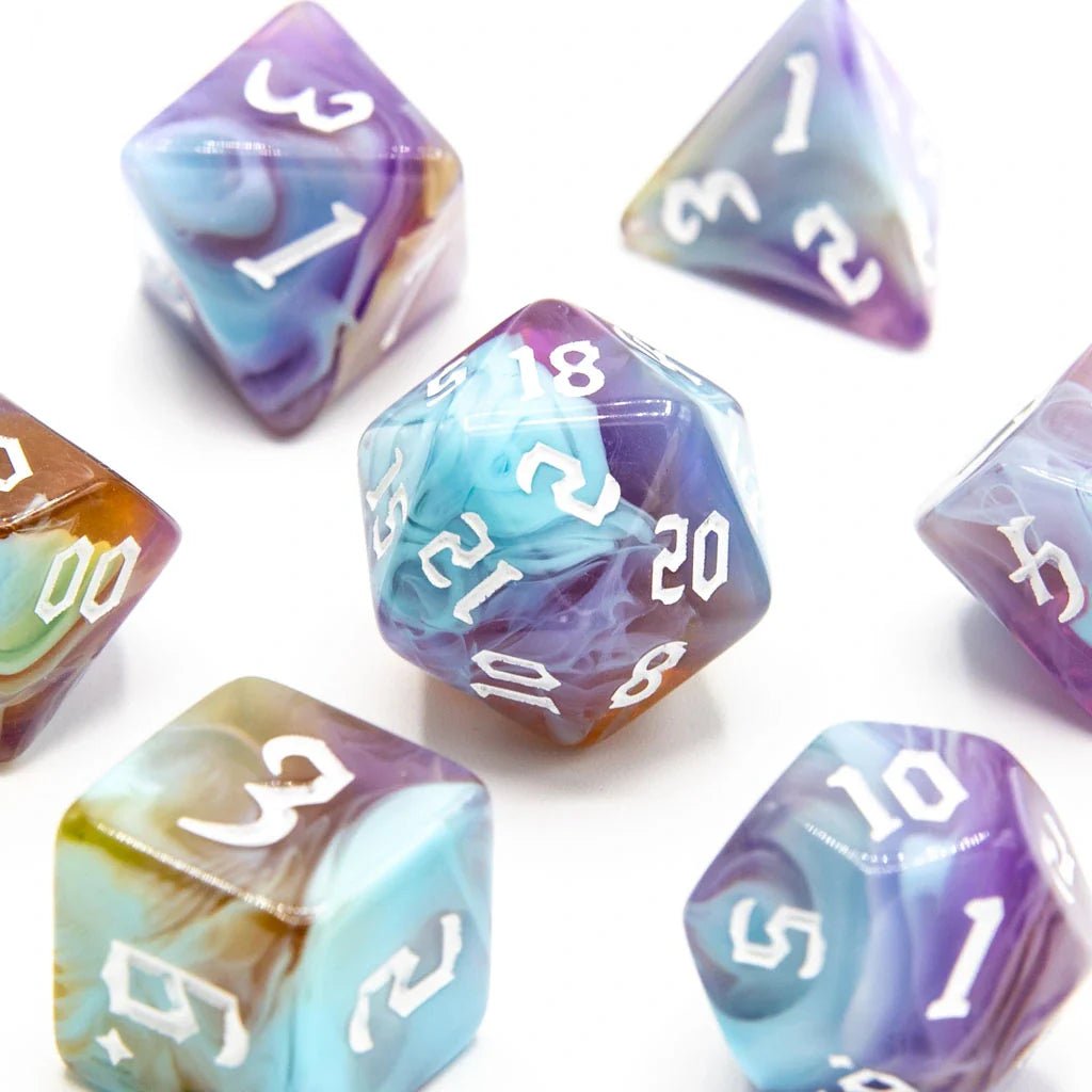 Mystic Earth | Acrylic Dice | 7 Piece Set - Tabletop Dominion - We Print Miniatures